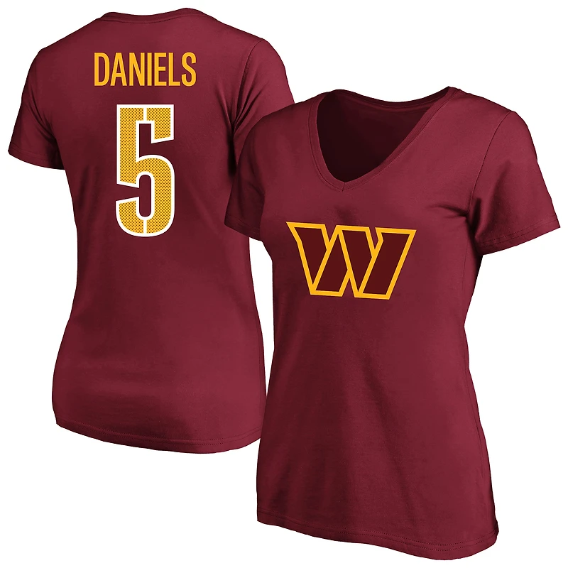 Women's Fanatics Jayden Daniels Burgundy Washington Commanders Plus Name & Number T-Shirt
