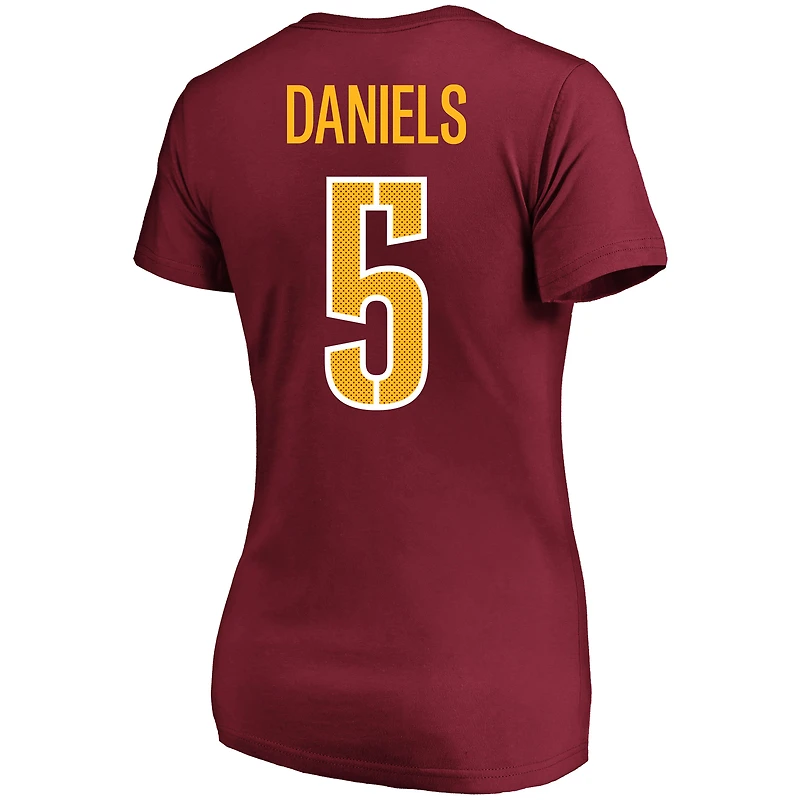 Women's Fanatics Jayden Daniels Washington Commanders Plus Name & Number V-Neck T-Shirt