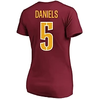 Women's Fanatics Jayden Daniels Washington Commanders Plus Name & Number V-Neck T-Shirt