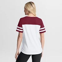 Women's Fanatics White/Burgundy Washington Commanders Touchdown Pass Athena Lace-Up T-Shirt