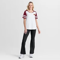 Women's Fanatics White/Burgundy Washington Commanders Touchdown Pass Athena Lace-Up T-Shirt