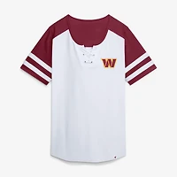 Women's Fanatics White/Burgundy Washington Commanders Touchdown Pass Athena Lace-Up T-Shirt