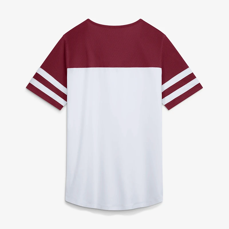Women's Fanatics White/Burgundy Washington Commanders Touchdown Pass Athena Lace-Up T-Shirt