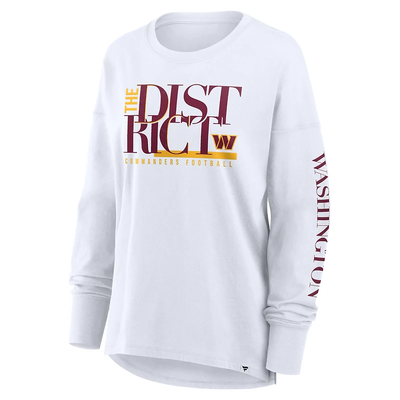 T-shirt à manches longues blanc Fanatics pour femme, motif Hometown Legacy des Washington Commanders