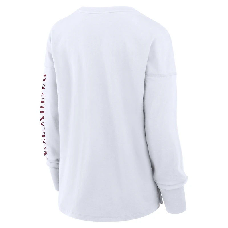 T-shirt à manches longues blanc Fanatics pour femme, motif Hometown Legacy des Washington Commanders