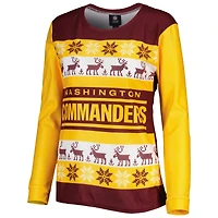 Pyjama FOCO Washington Commanders Holiday Ugly pour femmes, bordeaux