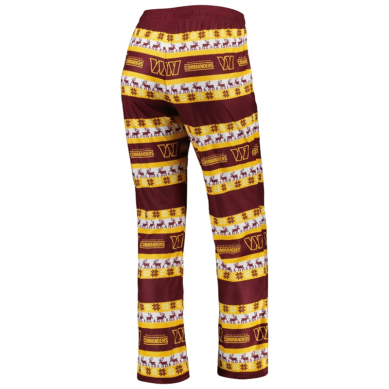 Women's FOCO Burgundy Washington Commanders Holiday Ugly Pajama Set