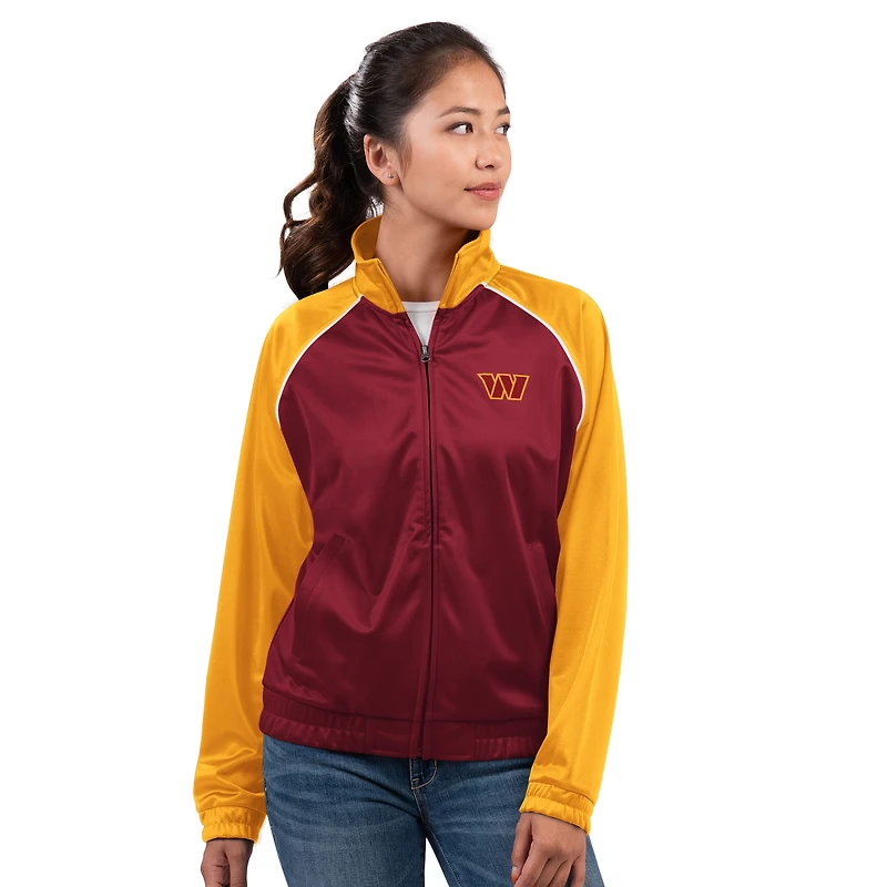 Veste de survêtement zippée G-III 4Her par Carl Banks pour femme, bordeaux, Washington Commanders Replay