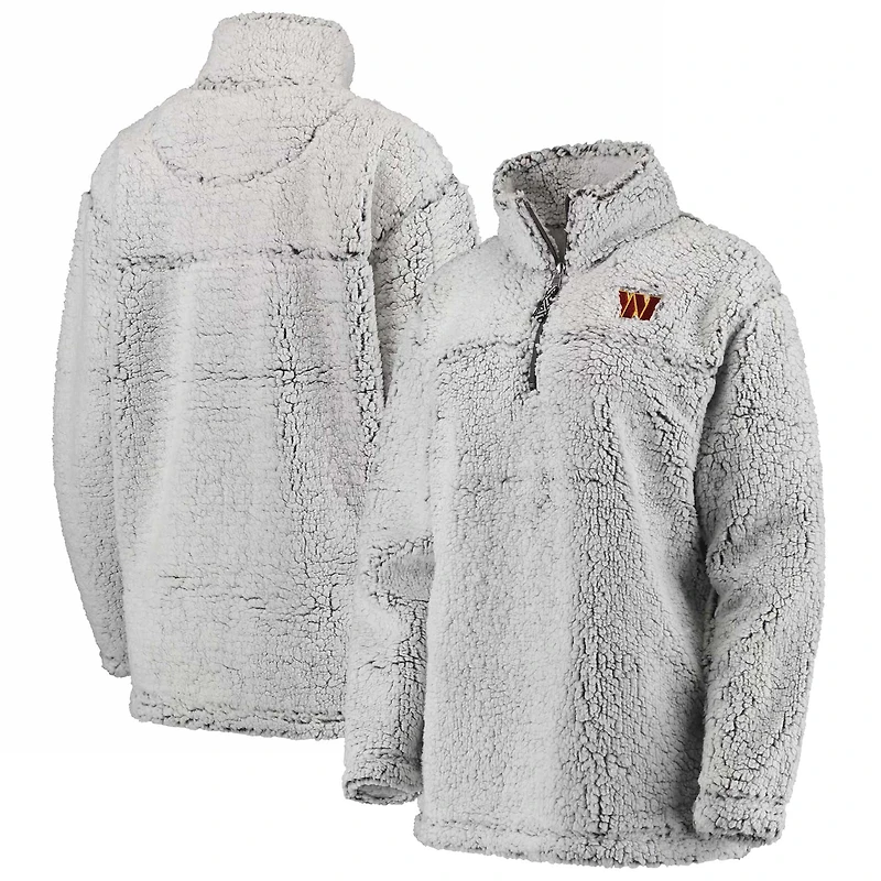 Veste Sherpa à quart de zip G-III 4Her par Carl Banks pour femmes, grise, Washington Commanders