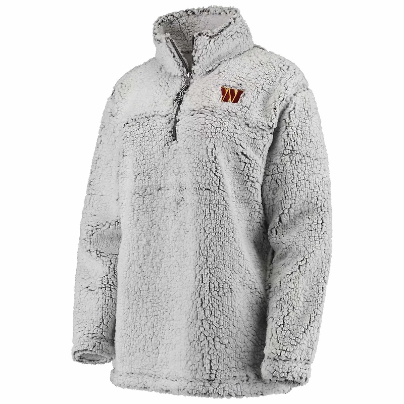 Veste Sherpa à quart de zip G-III 4Her par Carl Banks pour femmes, grise, Washington Commanders