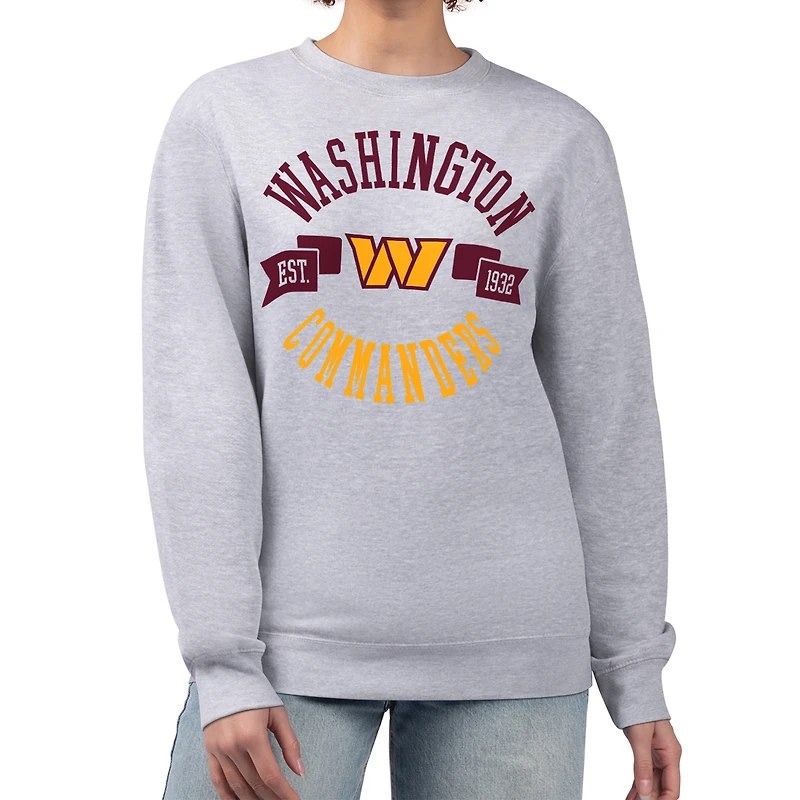 Sweat-shirt en polaire à imprimé graphique G-III 4Her par Carl Banks pour femme, gris chiné, Washington Commanders, grand format