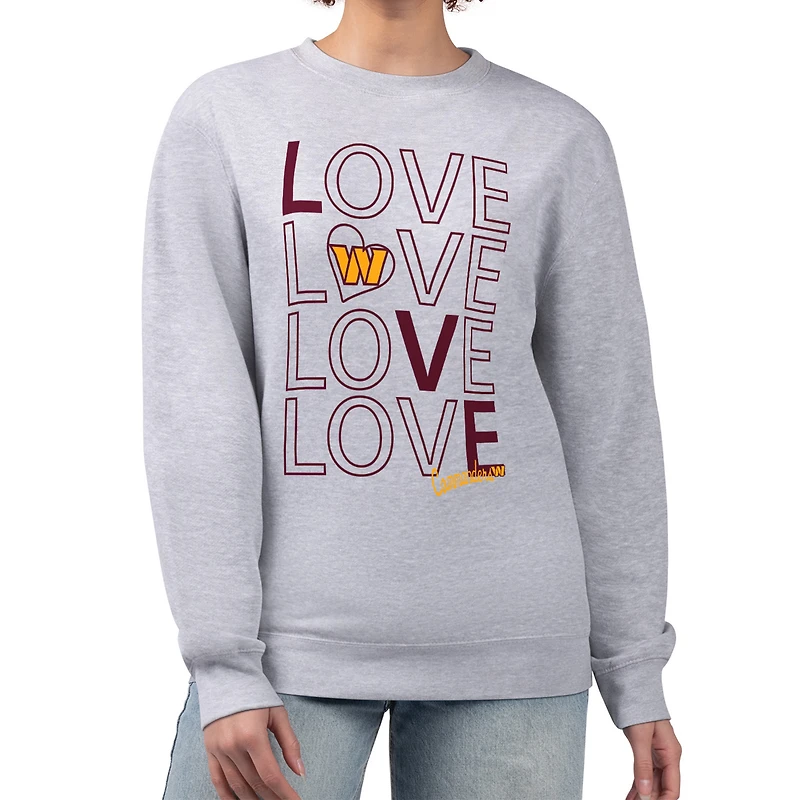 Sweat-shirt en polaire à imprimé graphique G-III 4Her de Carl Banks pour femme, gris chiné, Washington Commanders, « Lots of Love »