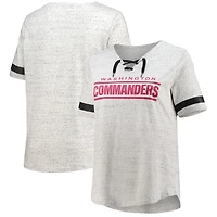 T-shirt à lacets et col en V pour femmes, gris chiné, Washington Commanders, grande taille