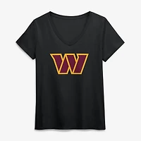 Women's Logo Athletic Black Washington Commanders Primary V-Neck T-Shirt
