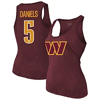 Débardeur à col rond bordeaux Jayden Daniels pour femme de Majestic Threads, avec nom et numéro des Washington Commanders.