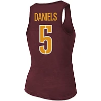 Women's Majestic Threads Jayden Daniels Burgundy Washington Commanders Name & Number Tri-Blend Scoop Neck Tank Top