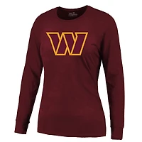 T-shirt à manches longues pour femme Majestic Threads Jayden Daniels Bordeaux Washington Commanders avec nom et numéro de joueur