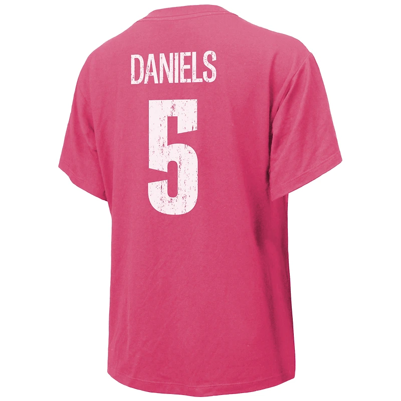 T-shirt pour femme Majestic Threads Jayden Daniels Pink avec nom et numéro des Washington Commanders