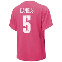 T-shirt pour femme Majestic Threads Jayden Daniels Pink avec nom et numéro des Washington Commanders