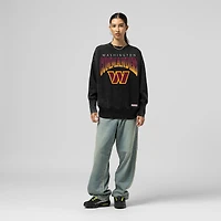 Women's Mitchell & Ness  Black Washington Commanders Delineate Mineral Wash Crewneck Sweatshirt