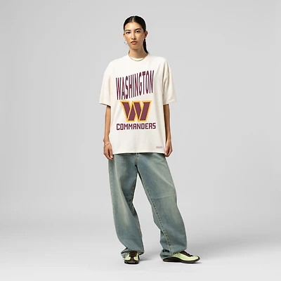 Women's Mitchell & Ness  Cream Washington Commanders Logo Rise Boyfriend T-Shirt