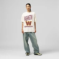 Women's Mitchell & Ness  Cream Washington Commanders Logo Rise Boyfriend T-Shirt