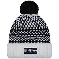 Bonnet en tricot à pompon à revers NFL Crucial Catch New Era pour femme, noir/blanc, Washington Commanders 2023