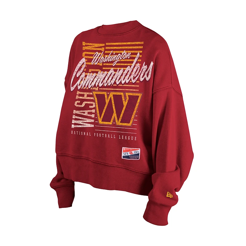 Women's New Era Black Washington Commanders Oversized Throwback Mineral Wash Crew Neck Sweatshirt