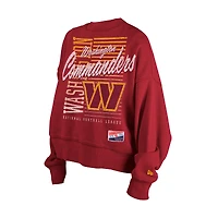 Women's New Era Black Washington Commanders Oversized Throwback Mineral Wash Crew Neck Sweatshirt