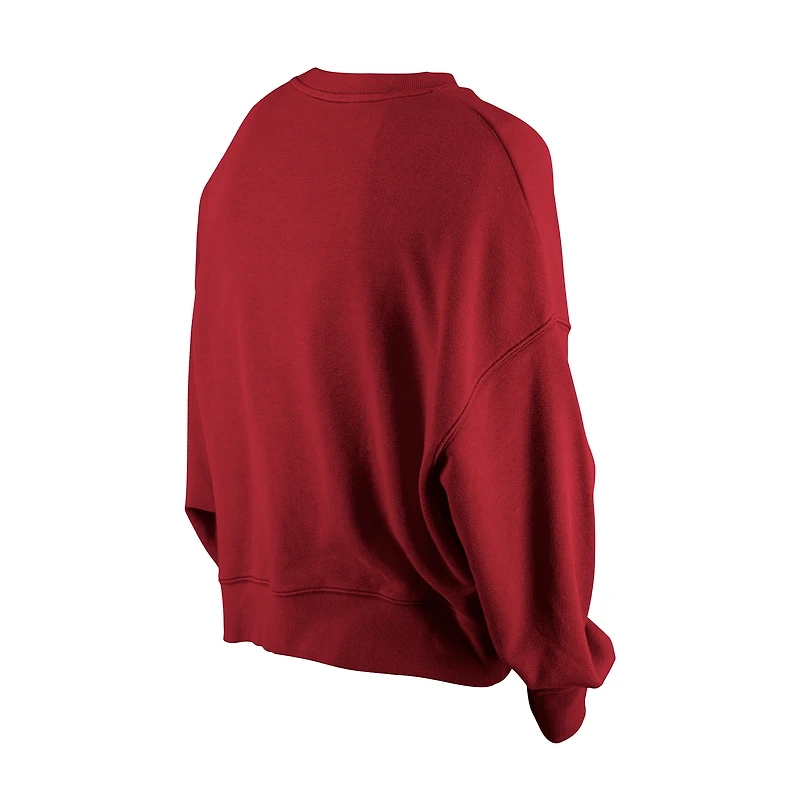 Women's New Era Black Washington Commanders Oversized Throwback Mineral Wash Crew Neck Sweatshirt