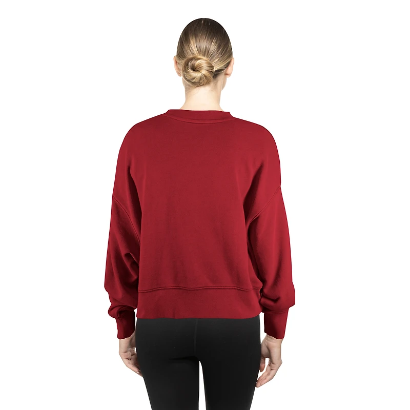 Women's New Era Black Washington Commanders Oversized Throwback Mineral Wash Crew Neck Sweatshirt