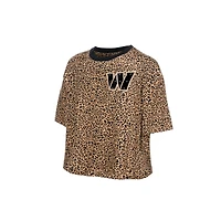 Women's New Era  Brown Washington Commanders Mom & Me Leopard Boxy Cropped T-Shirt