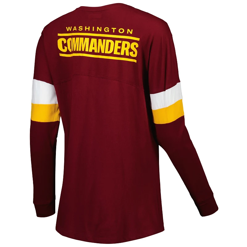 Women's New Era Burgundy Washington Commanders Athletic Varsity Lightweight Lace-Up Long Sleeve T-Shirt