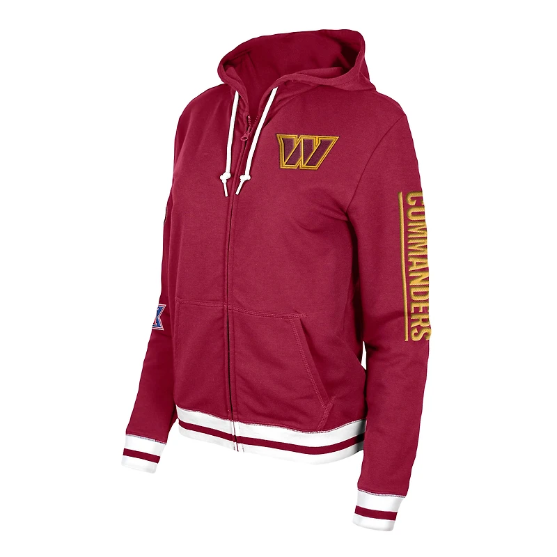 Sweat à capuche entièrement zippé pour femme Washington Commanders Elite Pack New Era bordeaux