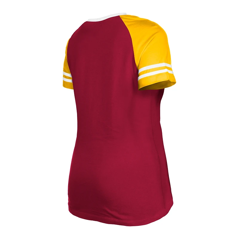 Women's New Era Burgundy Washington Commanders Raglan Lace-Up T-Shirt