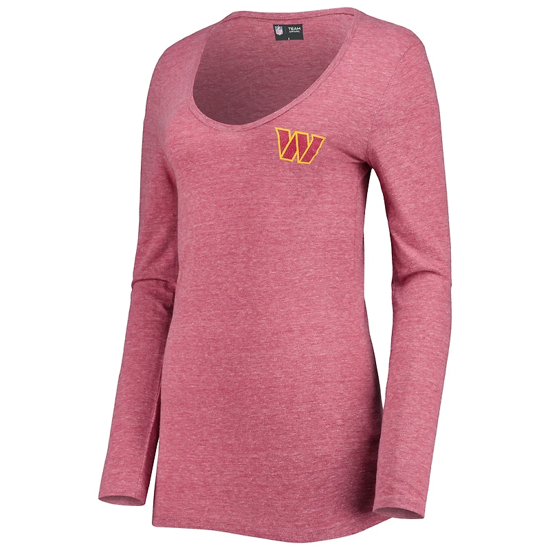 Women's New Era Burgundy Washington Commanders Scoop Neck Tri-Blend Long Sleeve T-Shirt