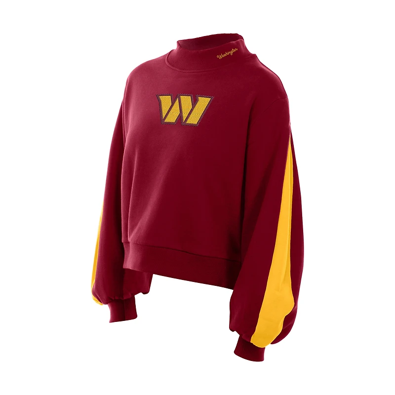 Sweat-shirt à manches ballon et col montant New Era bordeaux Washington Commanders Sport Night pour femme