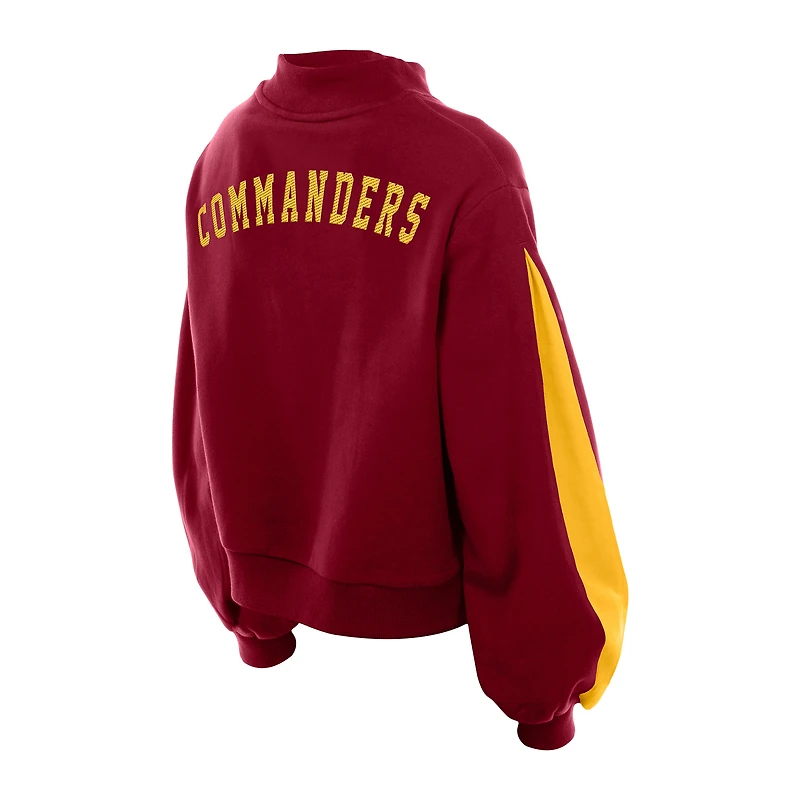 Sweat-shirt à manches ballon et col montant New Era bordeaux Washington Commanders Sport Night pour femme