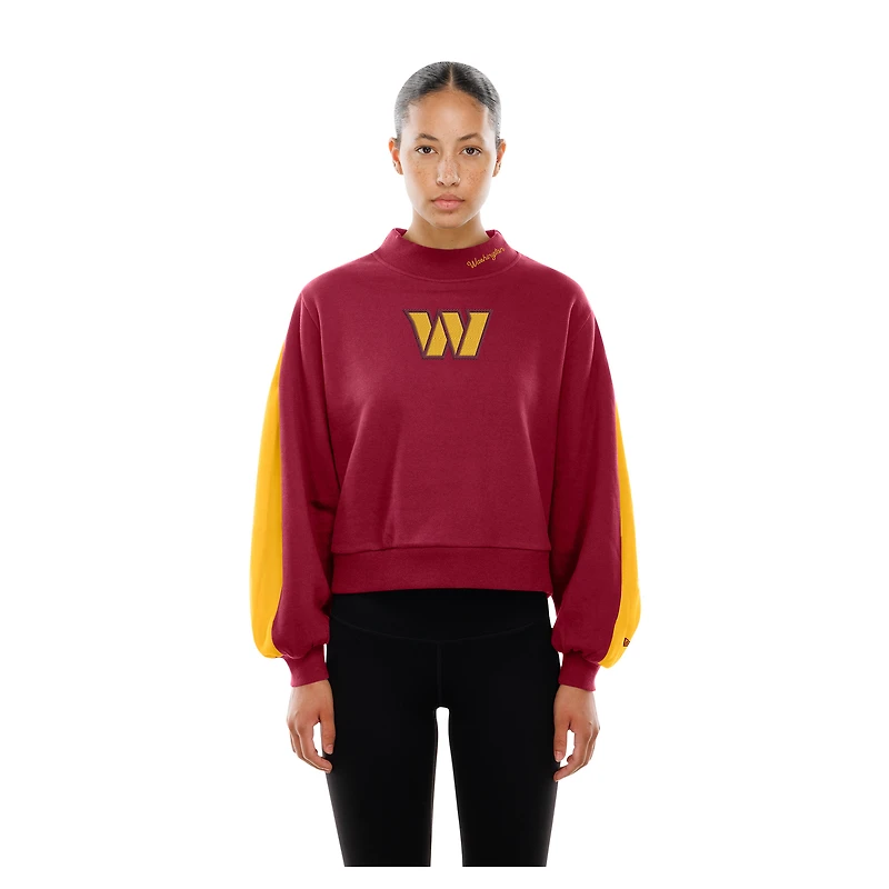 Sweat-shirt à manches ballon et col montant New Era bordeaux Washington Commanders Sport Night pour femme