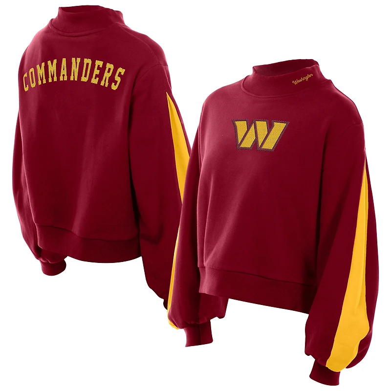 Sweat-shirt à manches ballon et col montant New Era bordeaux Washington Commanders Sport Night pour femme
