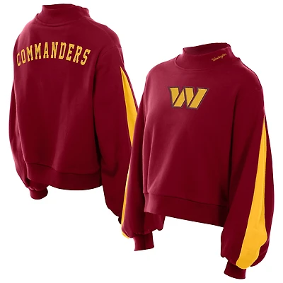 Sweat-shirt à manches ballon et col montant New Era bordeaux Washington Commanders Sport Night pour femme