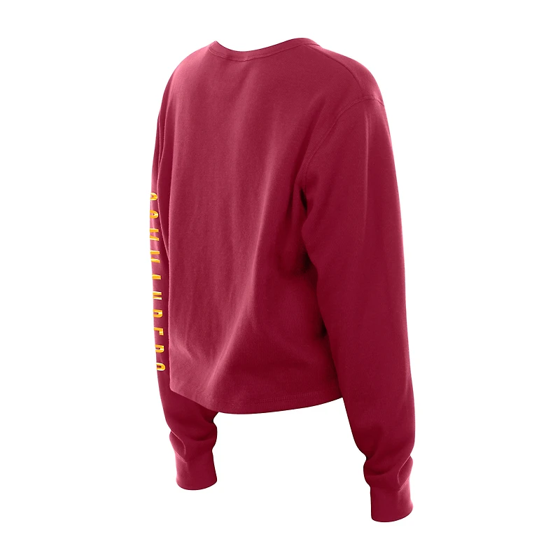 T-shirt court thermique à manches longues pour femme New Era Washington Commanders Sport Night Bordeaux