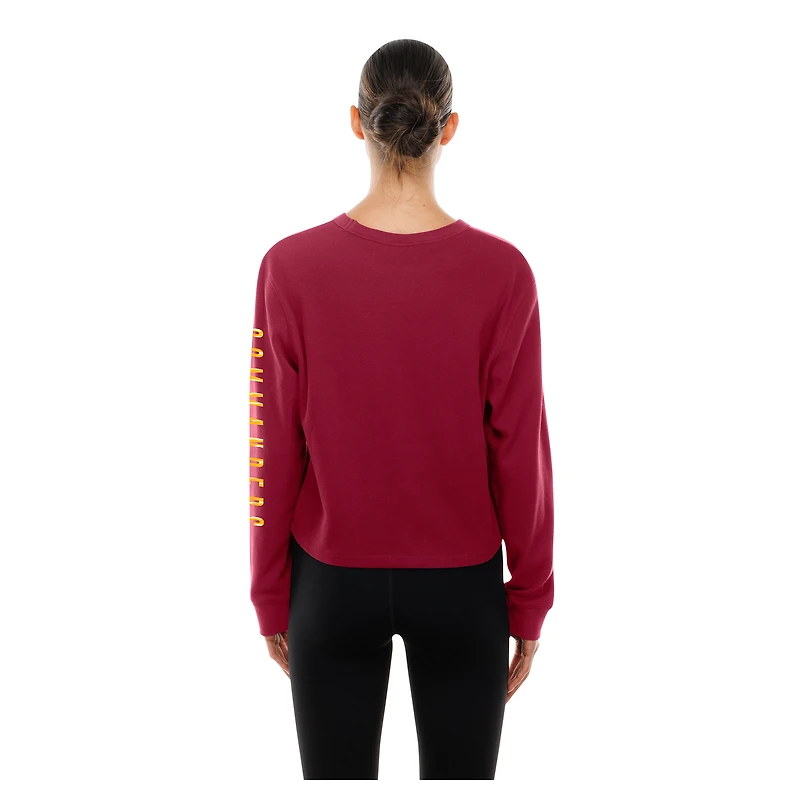 Women's New Era  Burgundy Washington Commanders Sport Night Thermal Long Sleeve Cropped T-Shirt