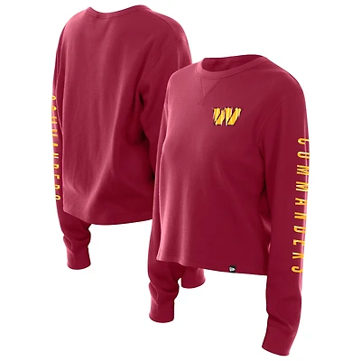 Women's New Era  Burgundy Washington Commanders Sport Night Thermal Long Sleeve Cropped T-Shirt