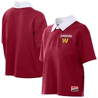 Women's New Era Burgundy Washington Commanders Throwback Boxy Cropped Polo