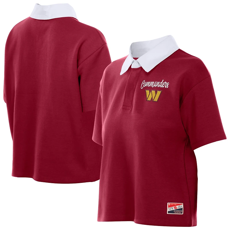 Polo court boxy rétro bordeaux New Era pour femme des Washington Commanders