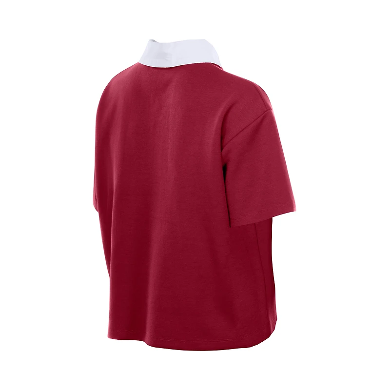 Women's New Era Burgundy Washington Commanders Throwback Boxy Cropped Polo