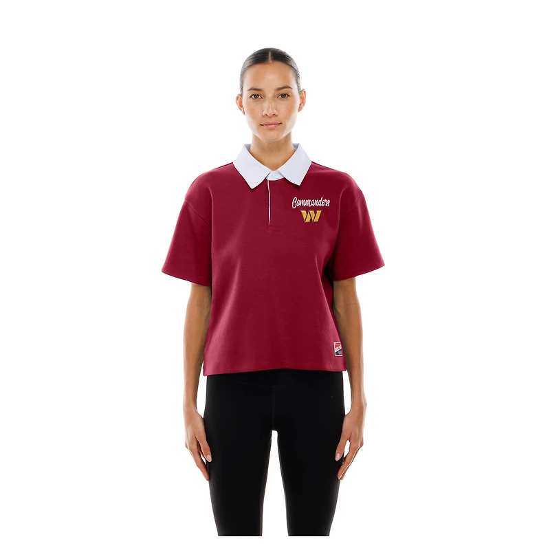 Polo court boxy rétro bordeaux New Era pour femme des Washington Commanders