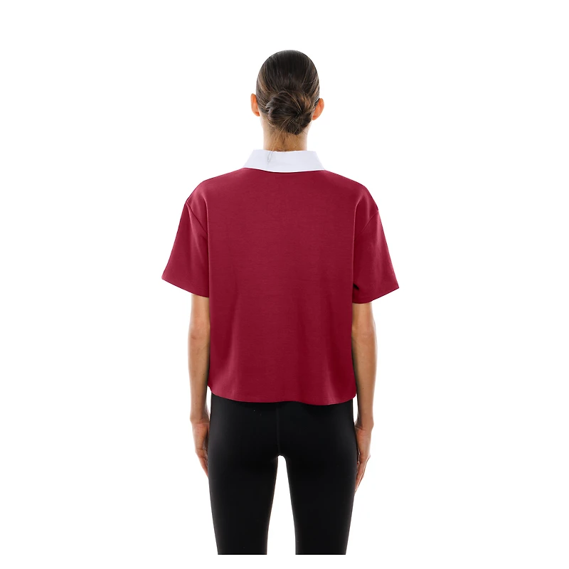 Polo court boxy rétro bordeaux New Era pour femme des Washington Commanders
