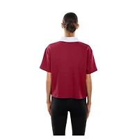 Polo court boxy rétro bordeaux New Era pour femme des Washington Commanders
